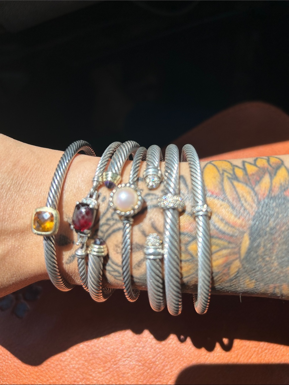 David Yurman bundle of 4 classic cuffs with pave diamonds & Citrine stone - Picture 17 of 17